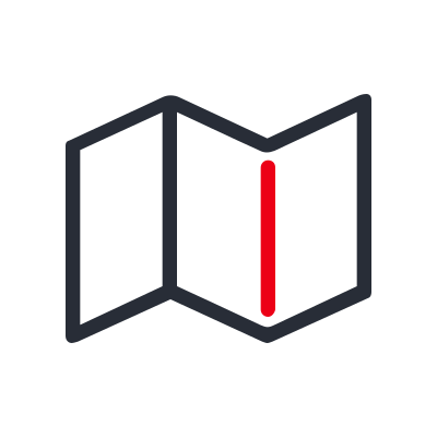 Icon: aufgeklappte Karte